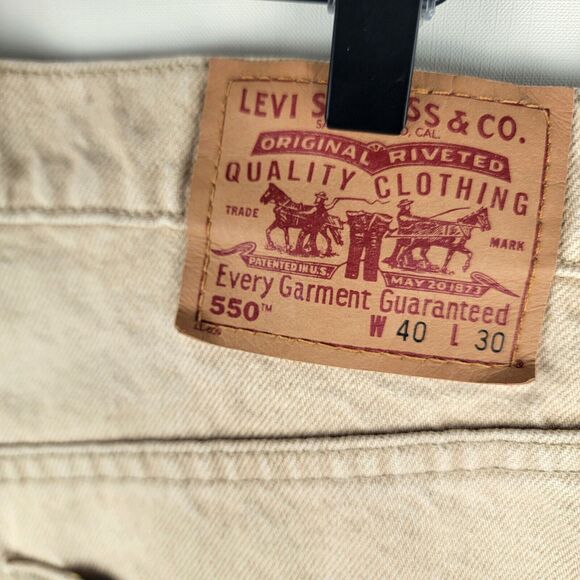 Levi's 550 Jeans Size 39x30 Tan Relaxed Fit Vintage Made in USA 100% Cotton - Picture 7 of 12